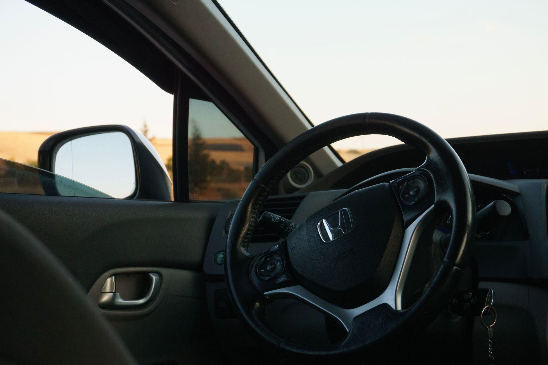 Modern car dashboard and interior while driving a leased vehicle
