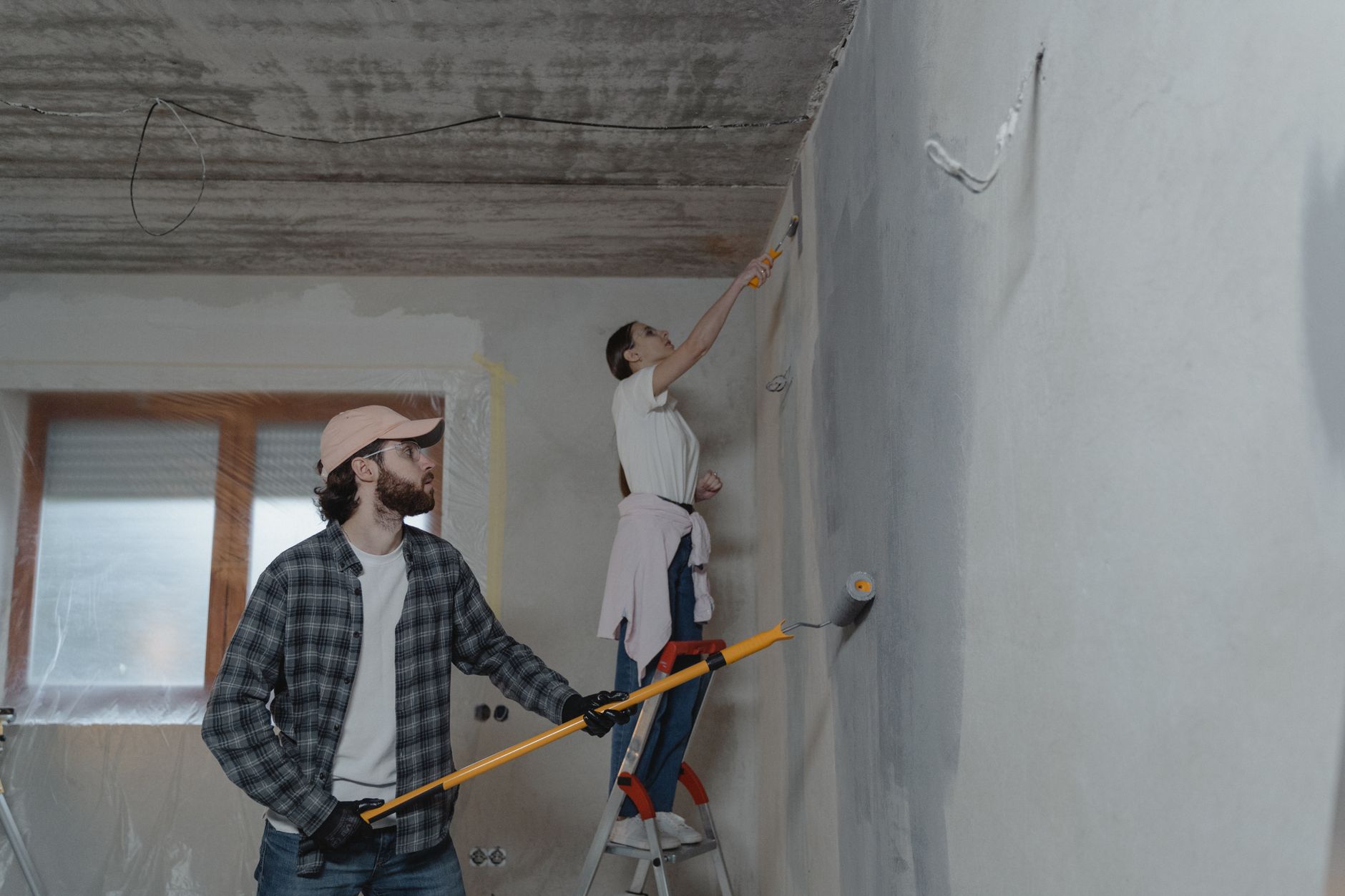 Painted room interior showing walls and ceiling