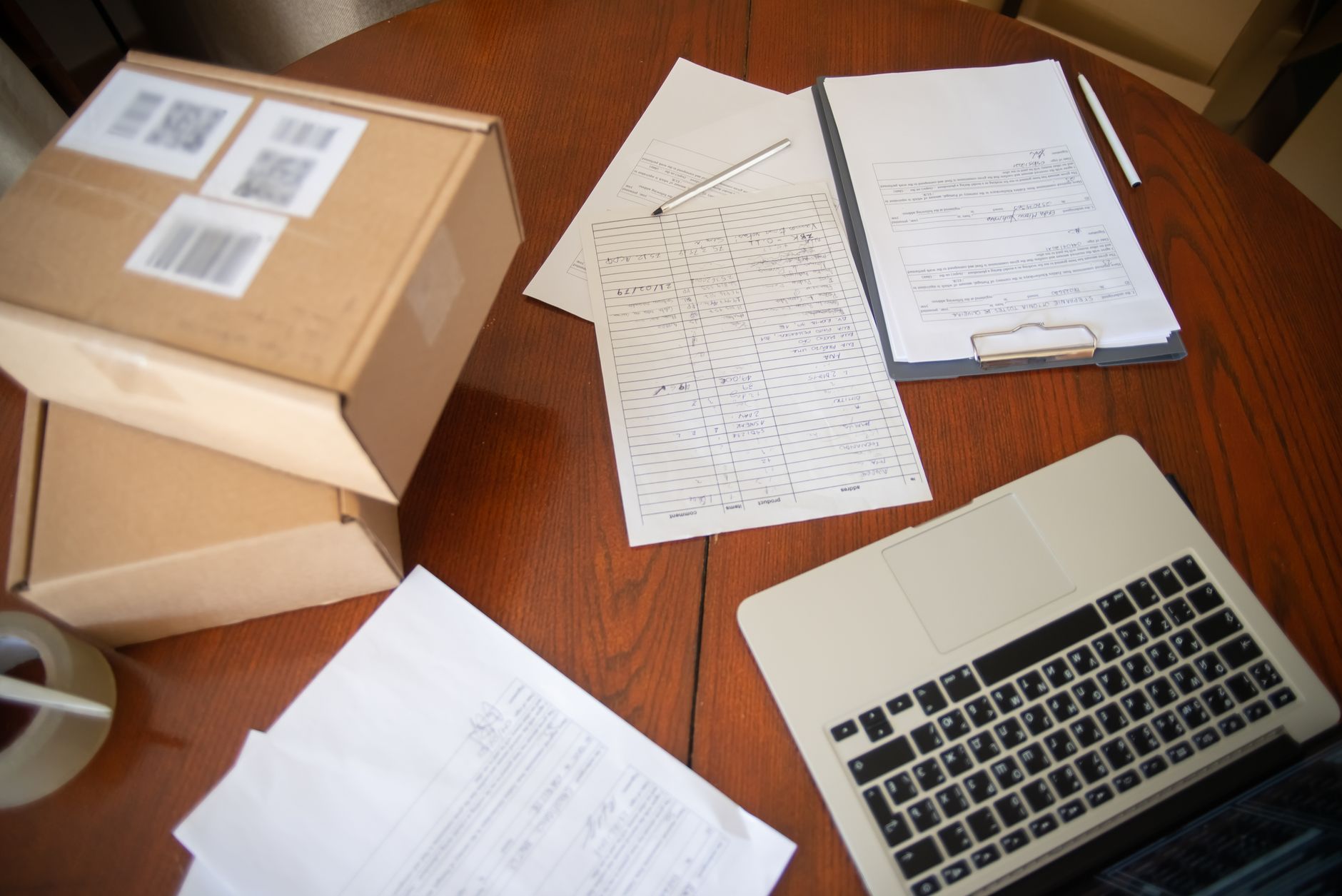 Office desk with laptop and paperwork for legal documentation