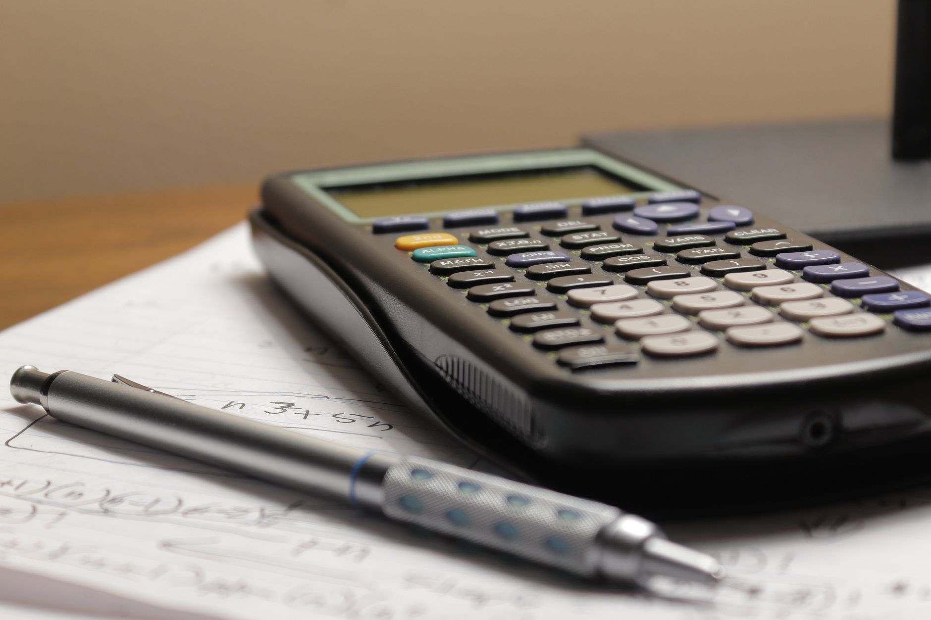 Math calculator on a desk