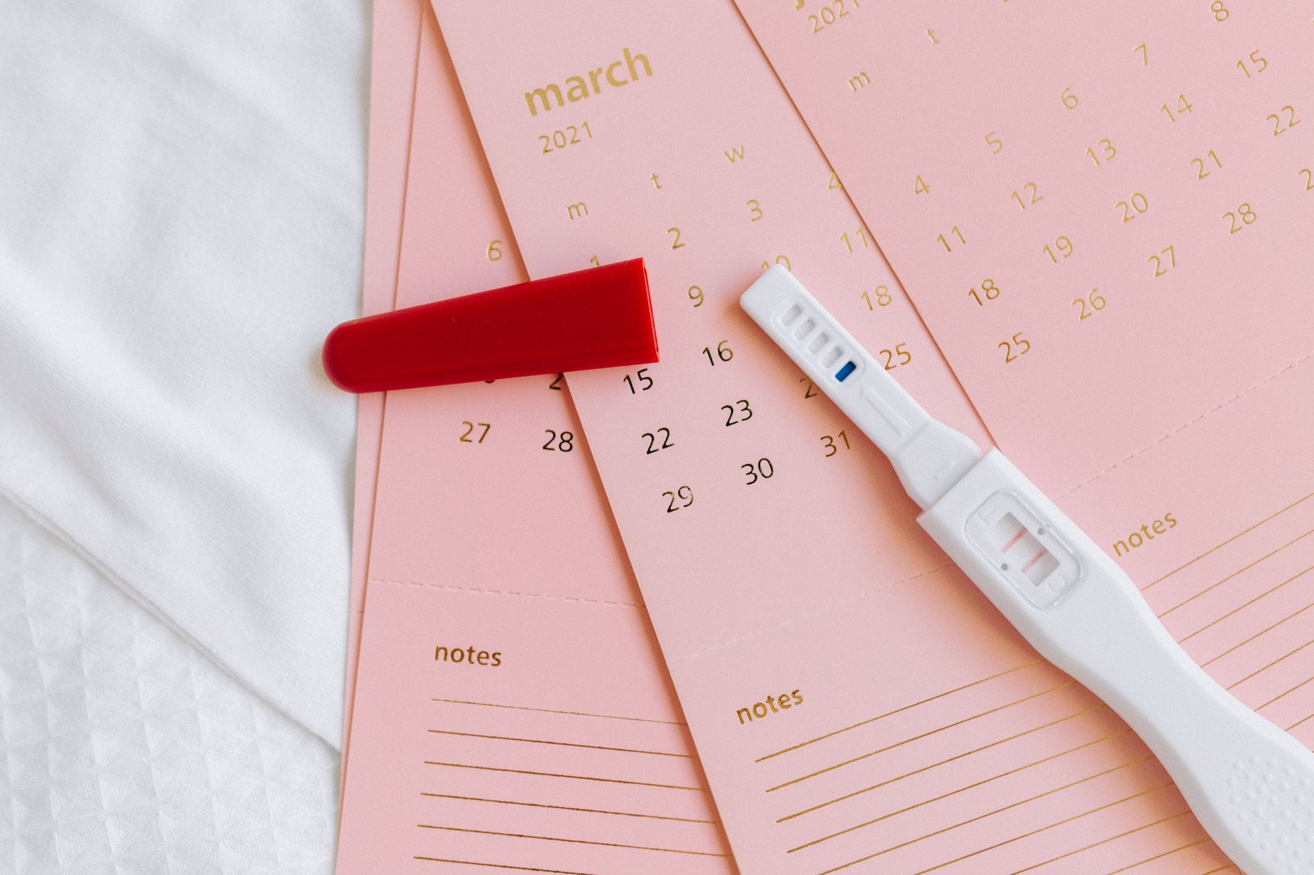 Woman tracking ovulation and fertility calendar